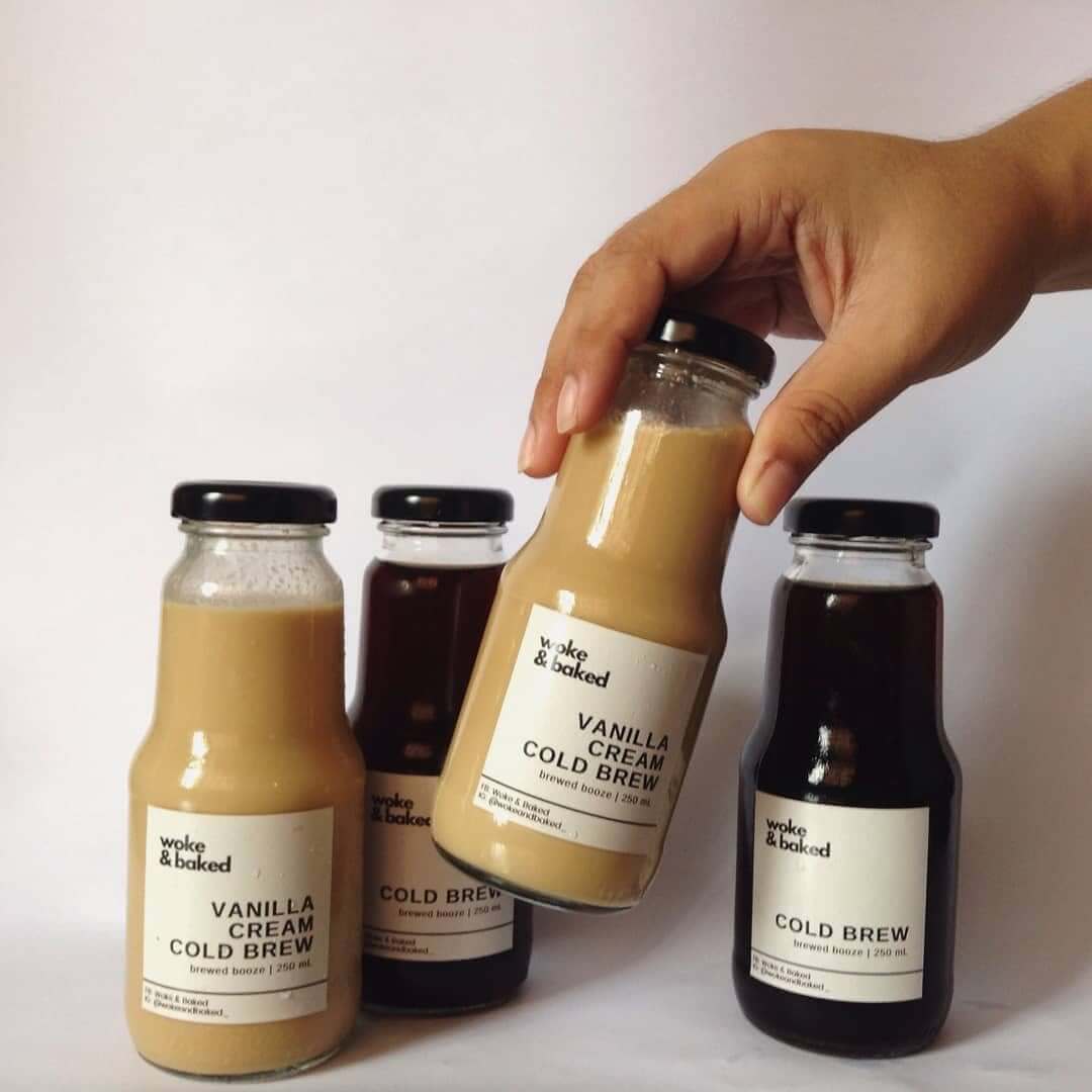 Vinyl sticker on glass bottle